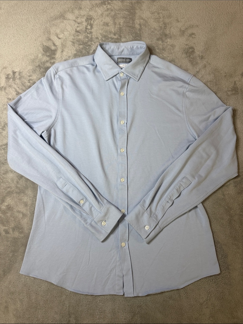 Michael Kors Light Blue Men's Fine Gauge Knit Button-Down Shirt